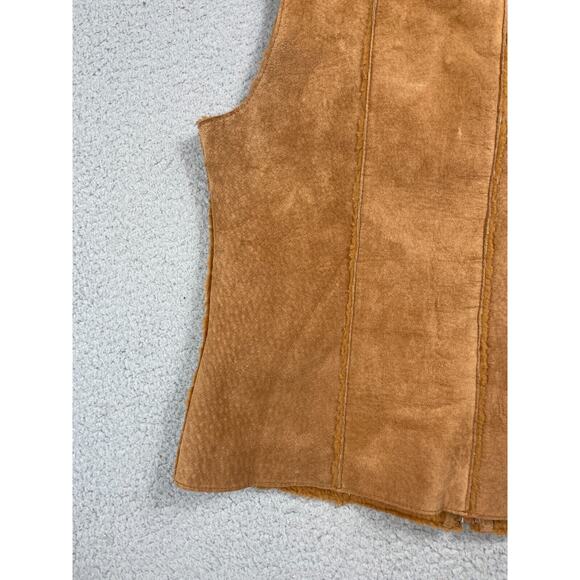 Vintage Express Womens Size M Leather Suede Sherpa Lined Full Zip Jacket Vest - Picture 14 of 14